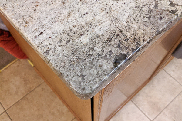 Corner Crack Repair on Granite Countertop (Repaired)