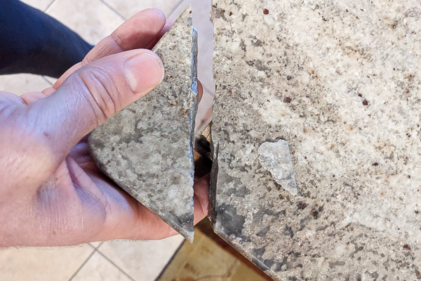 Corner Crack Repair on Granite Countertop